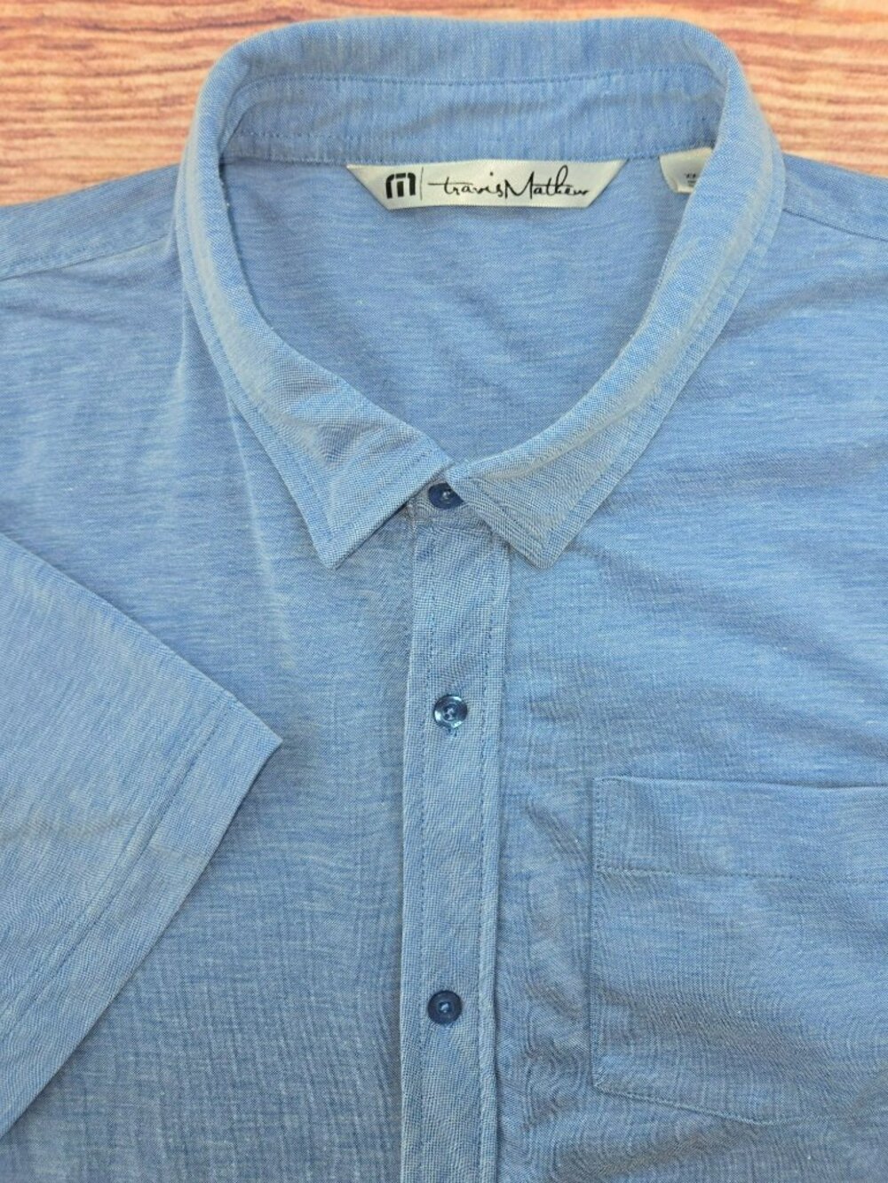 Travis Mathew Mens Blue Short Sleeve Slim Fit Shirt 2XL